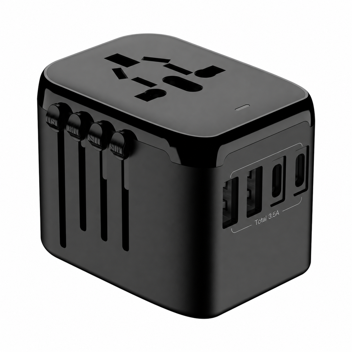Global Travel Charger (65W, 4-Port, GaN, Integrated Plug)