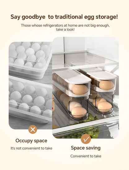 Automatic Rolling Egg Holder Refrigerator Organizer