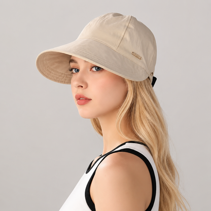 Women's Wide Brim Sun Visor Hat - UPF 50+ Open Top Cap for Ponytails, Golf, and Beach