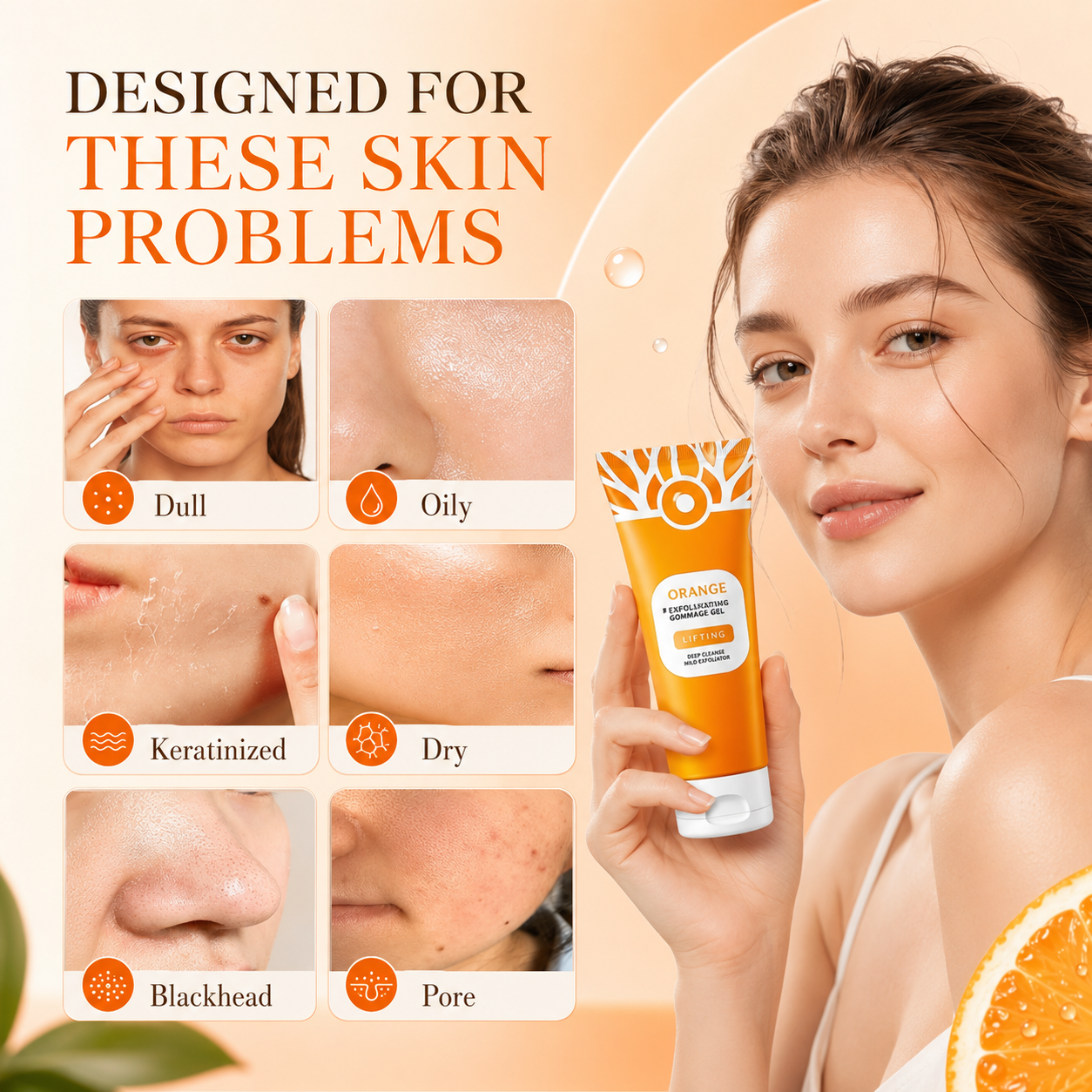 Orange Exfoliating Face and Body Gel Scrub