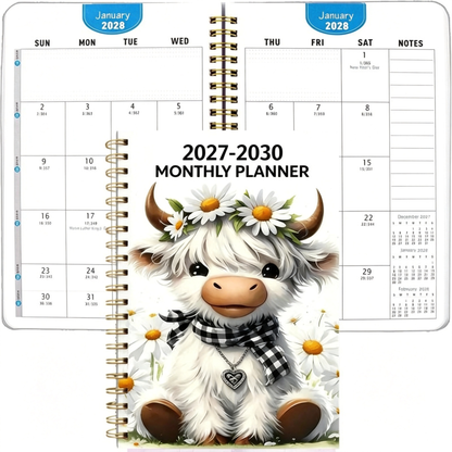 Highland Cow 4 Year Monthly Planner and Goal Planner
