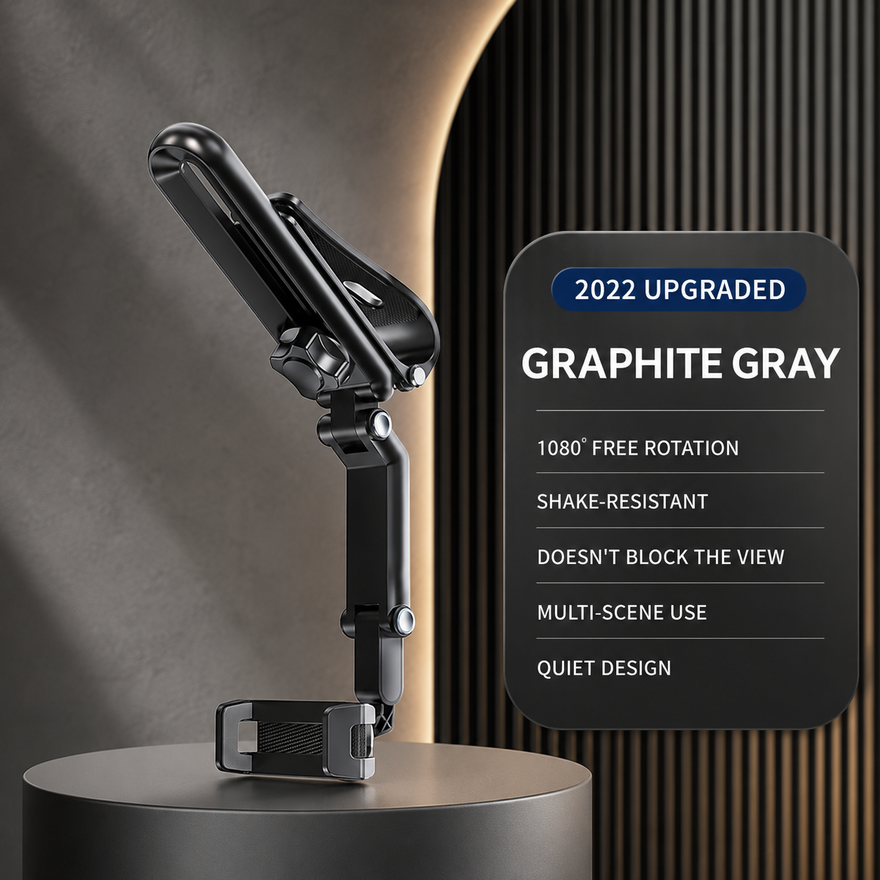Long Arm 360 Rotating Car Phone Mount with Secure Clamp