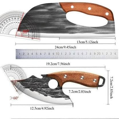 Forged Meat Cleaver Chef Knife Set With Non Slip Handle BOGO