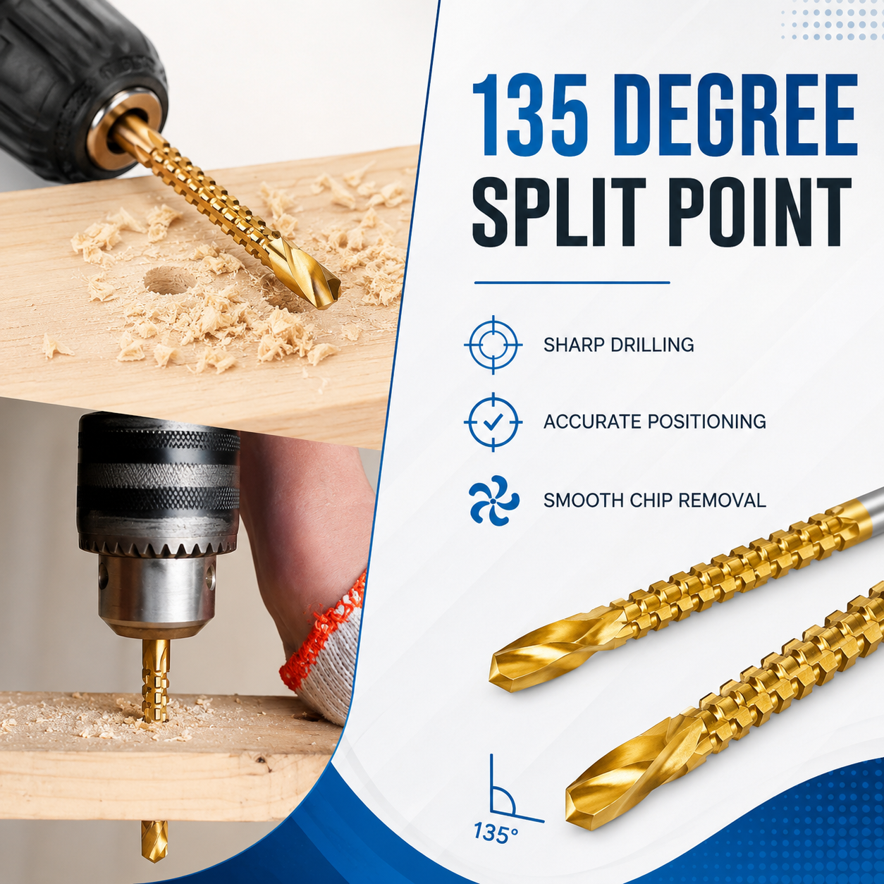 Titanium Coated Drill Bit Set for Metal and Wood