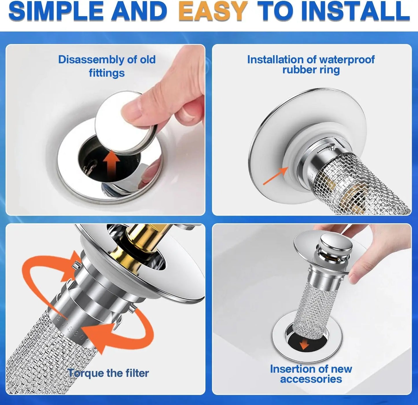 BOGO Stainless Steel Anti-Odor Bathroom Sink Stopper