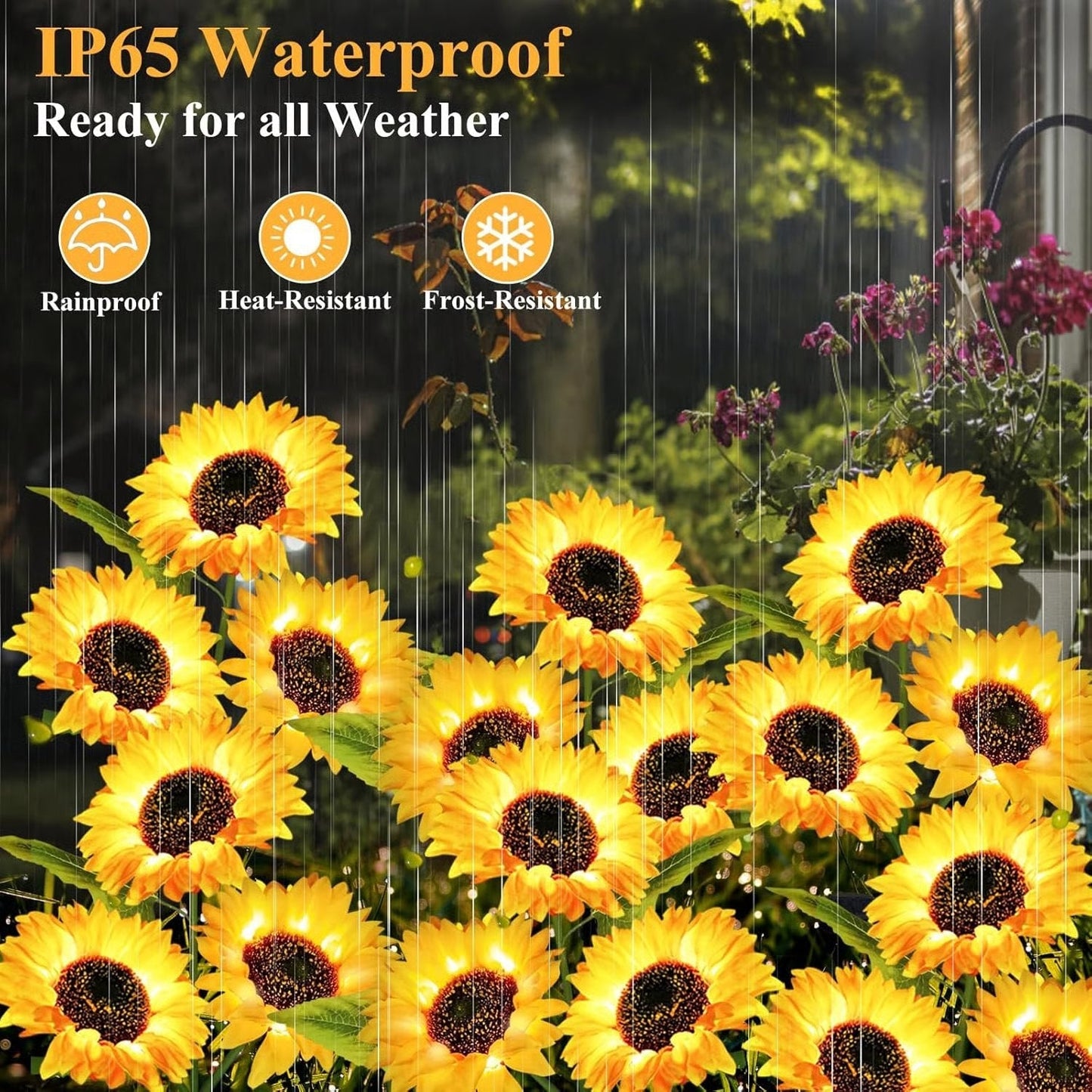 Solar Powered Sunflower LED Garden Lights Outdoor Waterproof Set