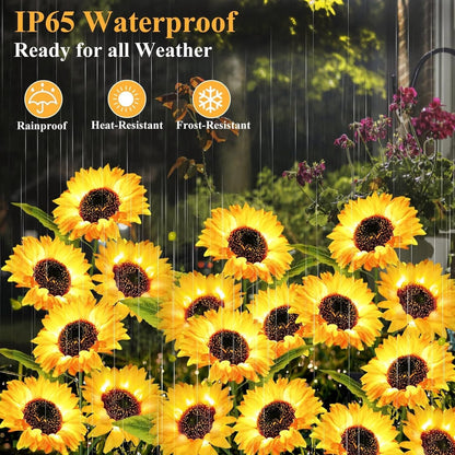Solar Powered Sunflower LED Garden Lights Outdoor Waterproof Set