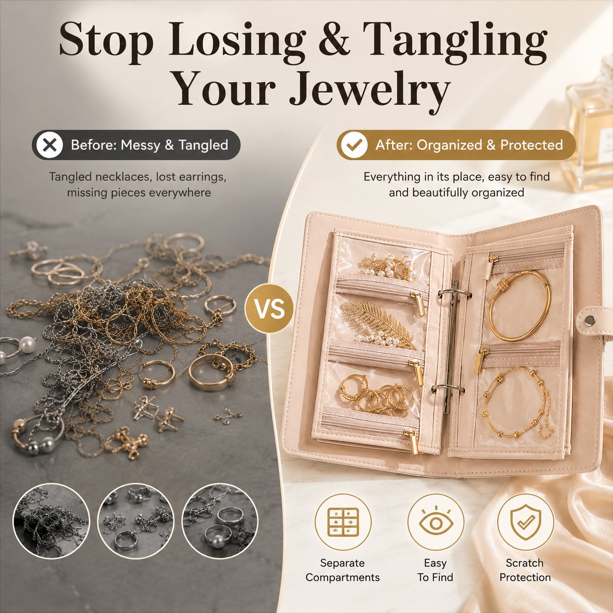 Travel Jewelry Organizer Notebook – Portable Jewelry Storage Case for Rings, Earrings & Necklaces