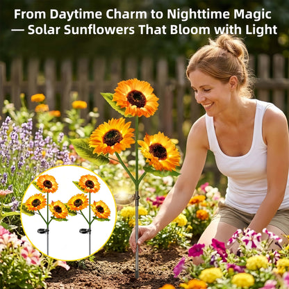Solar Powered Sunflower LED Garden Lights Outdoor Waterproof Set