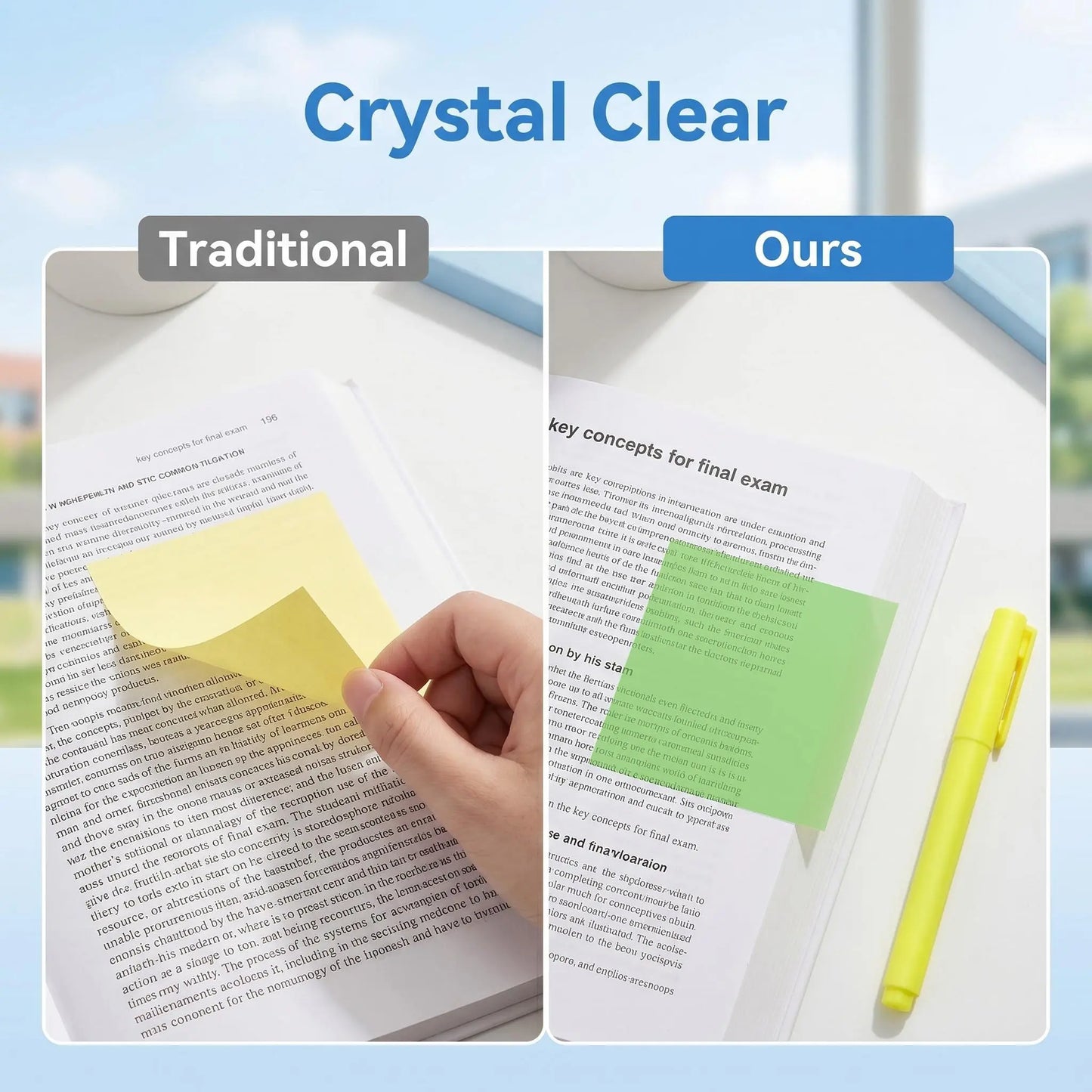 Transparent Pull-Out Sticky Notes Set - 12 Boxes, 960 Sheets