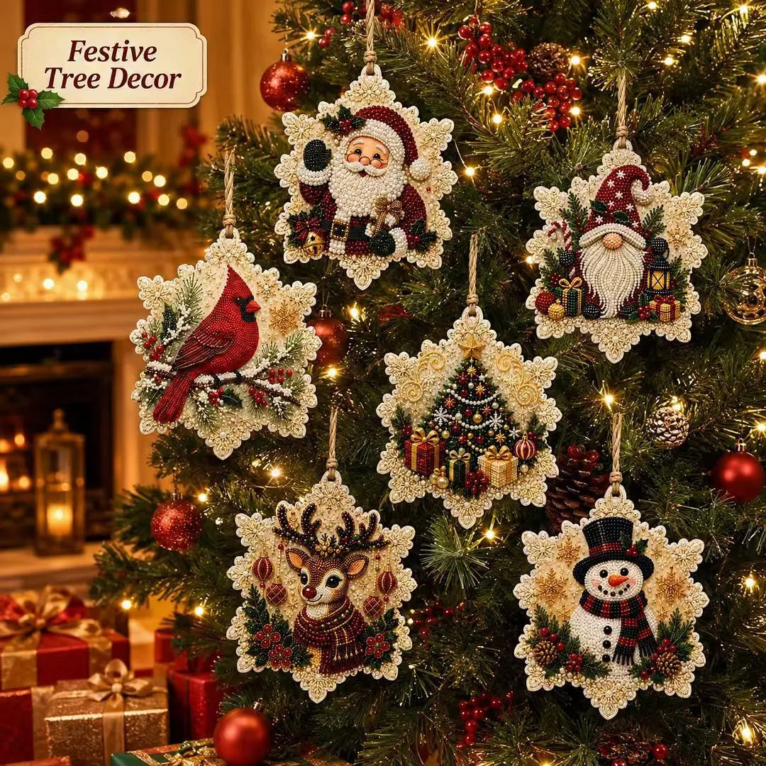 🎄🦌 6-Pack Christmas Diamond Painting Ornament Kit | Make Beautiful Hand‑Made Decorations🎁