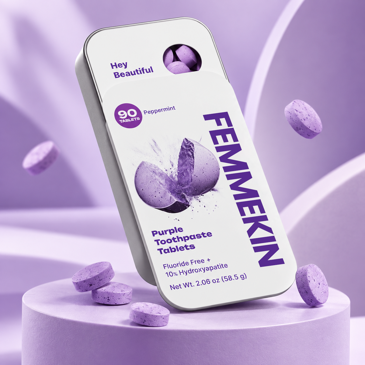 Purple Hydroxyapatite Toothpaste Tablets for Brightening & Oral Care