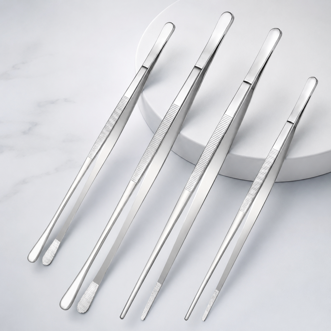 2 Pcs 30 cm Long Stainless Steel BBQ Tweezers Set for Grilling & Cooking