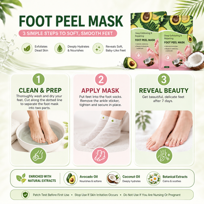3 Pack Exfoliating Foot Peel Mask for Smooth Feet