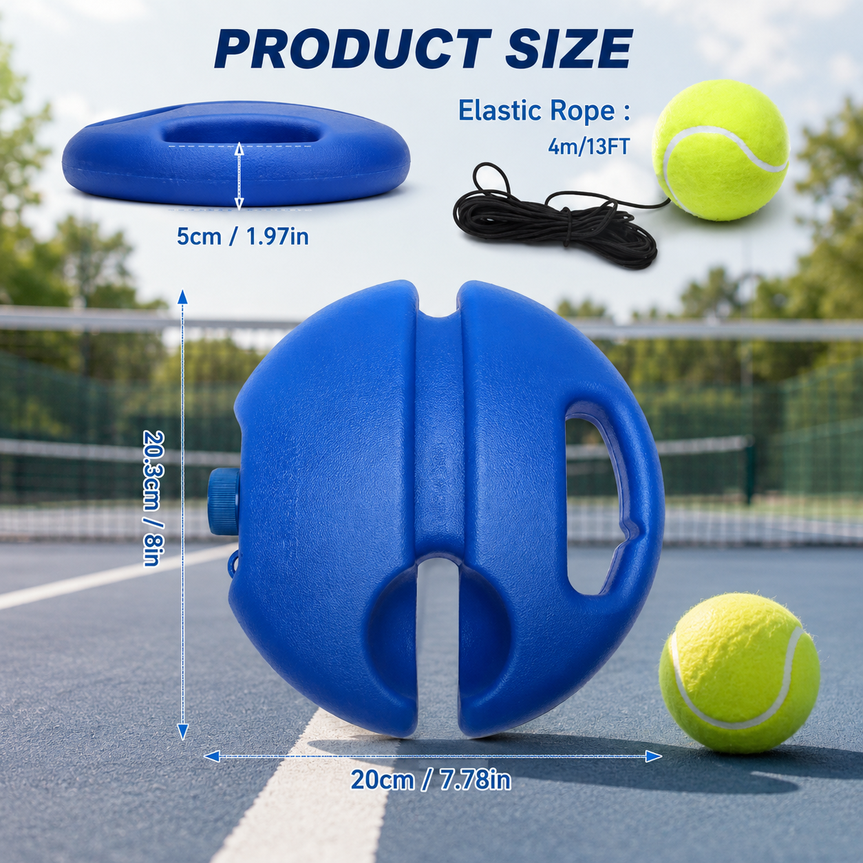 2 Piece Portable Tennis Trainer Set with Rebound Balls