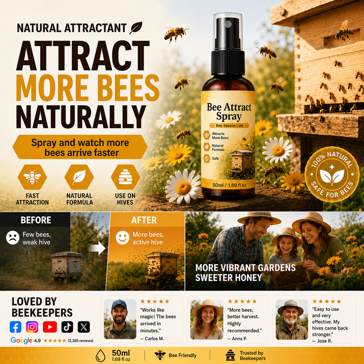 Natural Outdoor Bee Attractant Spray