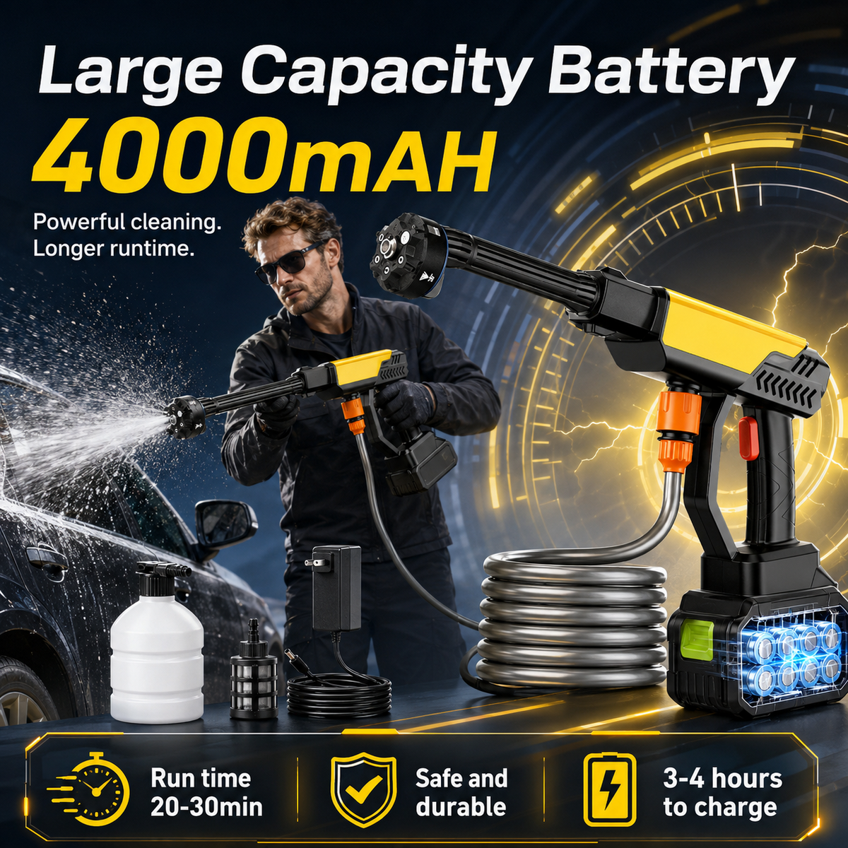 Cordless Portable Pressure Washer for Car Home & Garden