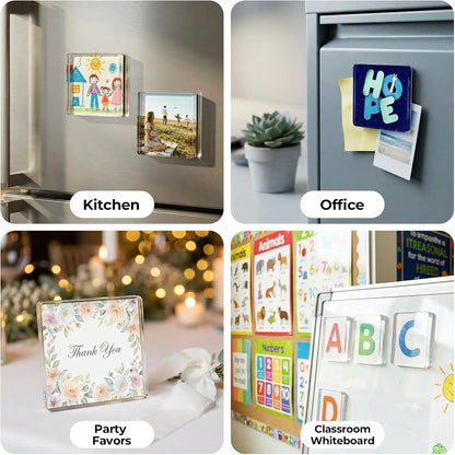 Magnetic Photo Frames 2x2 Acrylic DIY Magnets for Crafts and Decor