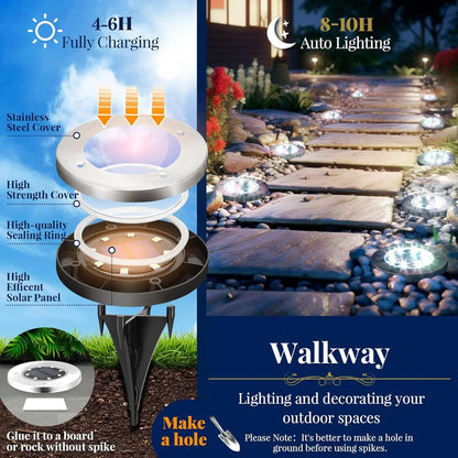ECO-π Solar Lights Outdoor 12 Pack Waterproof Garden Pathway