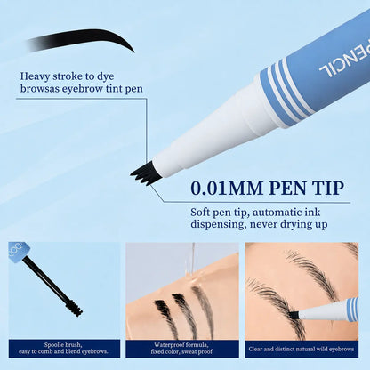 QCQX Waterproof 2-in-1 Micro-Fork Eyebrow Pen & Tinted Gel