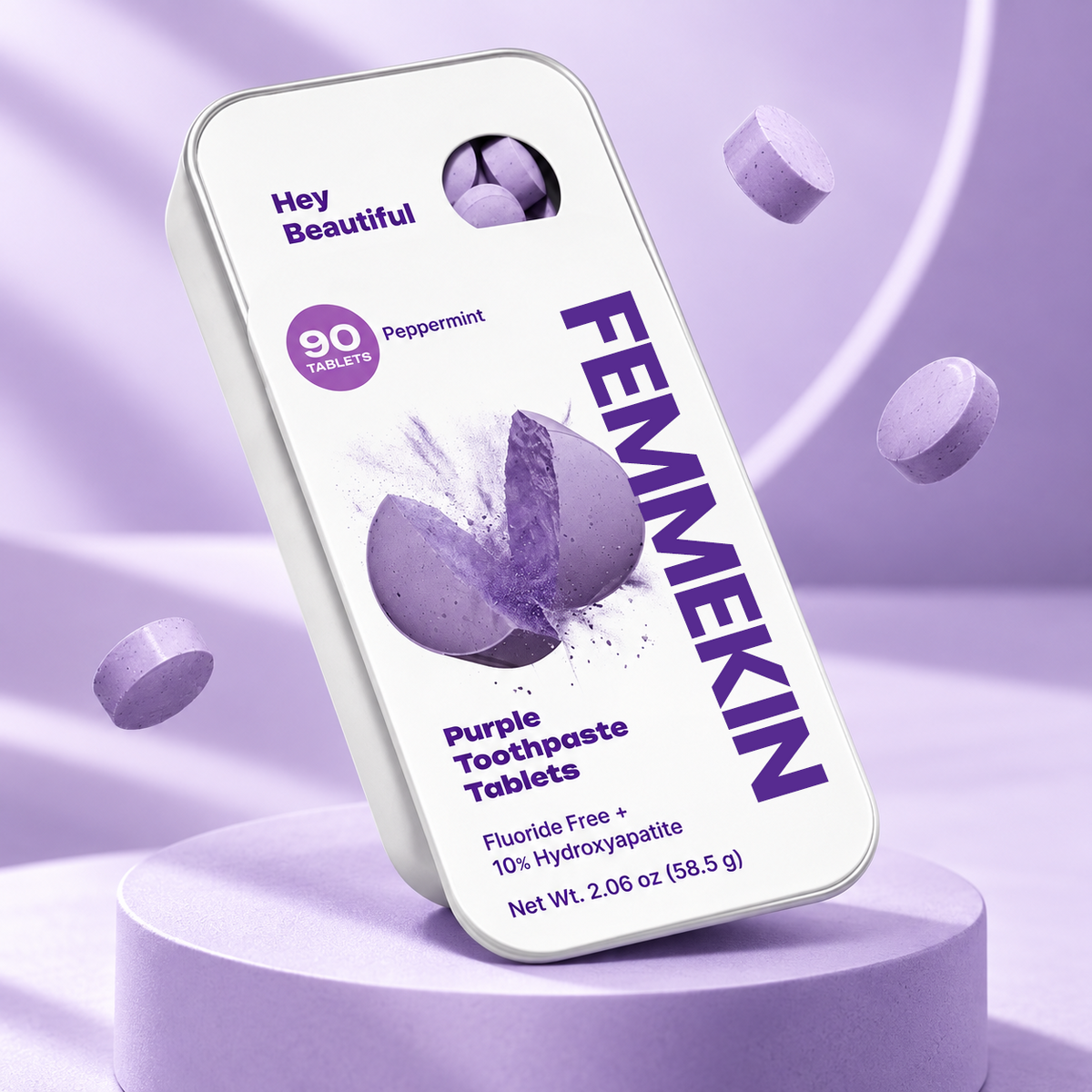 Purple Hydroxyapatite Toothpaste Tablets for Brightening & Oral Care