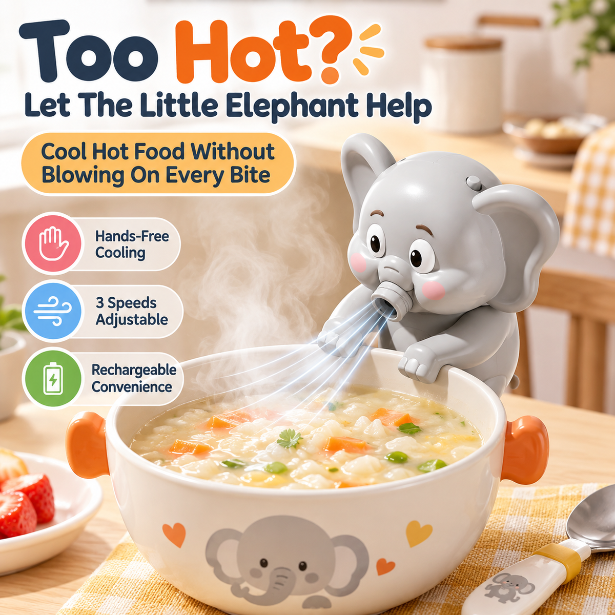 🍲🌬️ Hands-Free Food Cooling Fan – Cool Hot Meals Faster Without Blowing ❄️✨
