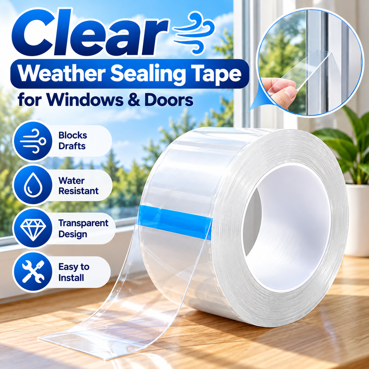 Clear Weather Sealing Tape for Windows & Doors