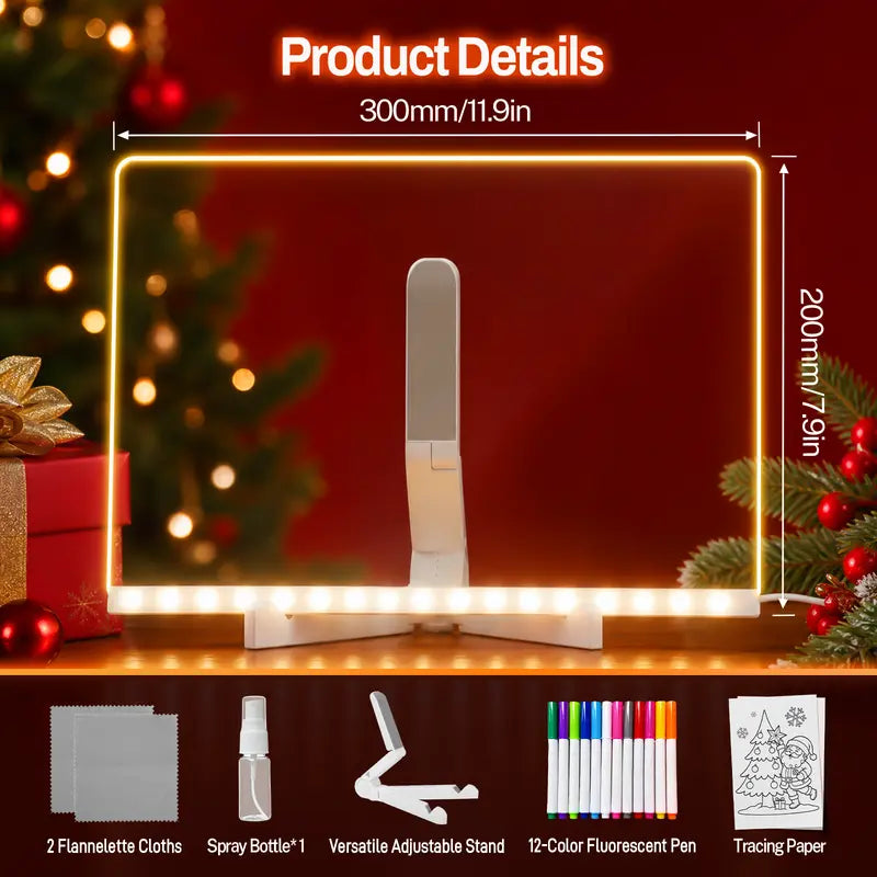 LED Drawing Board for Kids - Reusable Light Message Board, Gift for Halloween, Thanksgiving & Christmas