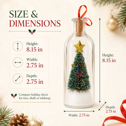 RUXACTY Recordable Christmas Message in a Bottle Ornament 8 Inch Voice Recording Holiday Keepsake with Playback Snowy Christmas Tree Scene Glass Bottle Decoration for Tree Home and Gift,back to school,back to school haul