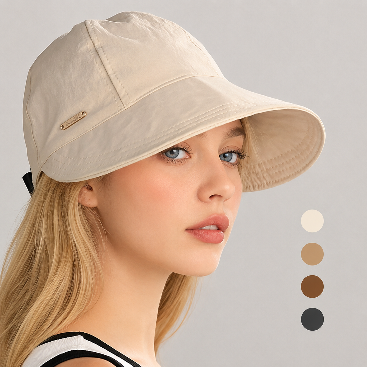 Women's Wide Brim Sun Visor Hat - UPF 50+ Open Top Cap for Ponytails, Golf, and Beach