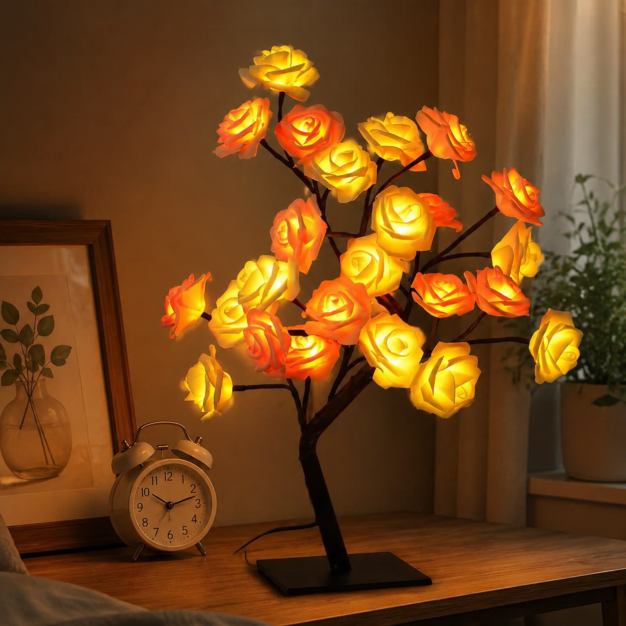 Rose Shaped USB Powered Table Lamp Night Light for Bedroom