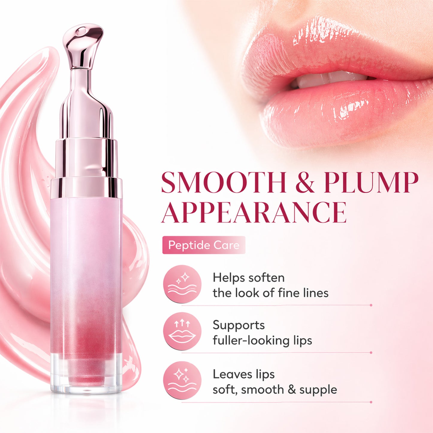Hydrating Brightening Lip Serum with Peptides and Cooling Roller Applicator