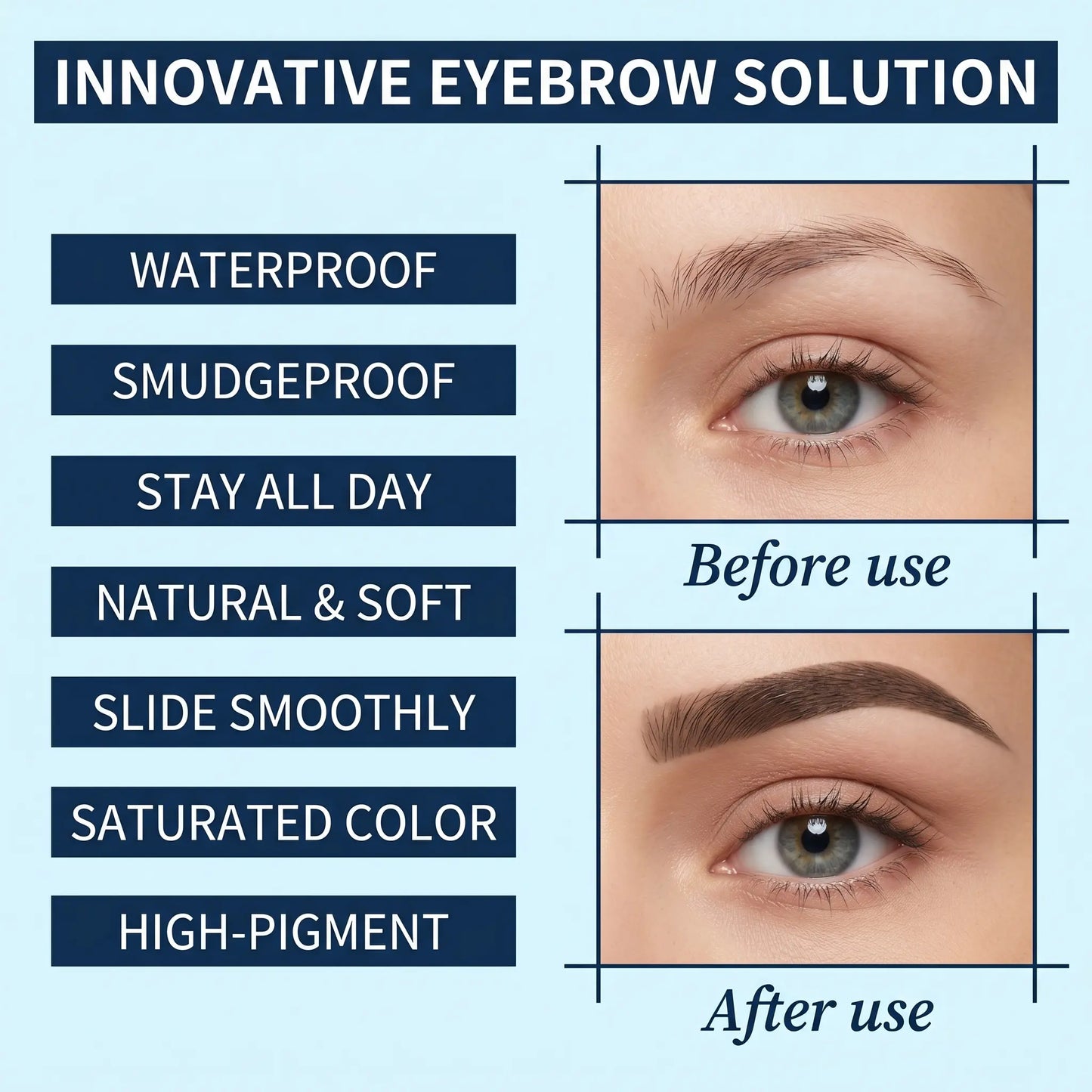 QCQX Waterproof 2-in-1 Micro-Fork Eyebrow Pen & Tinted Gel