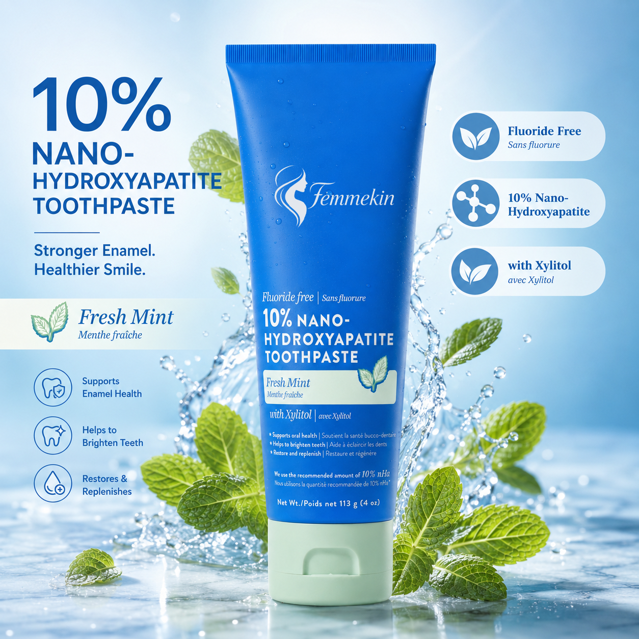 Fluoride Free Nano Hydroxyapatite Toothpaste with Fresh Mint