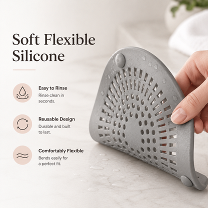 Flexible Silicone Shower Drain Hair Catcher with Suction Cups