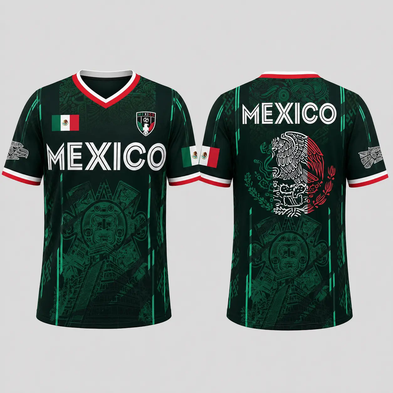 2026 Mexico Soccer Chichen Itza Graphic Retro Soccer Jersey Casual Sports Shirt