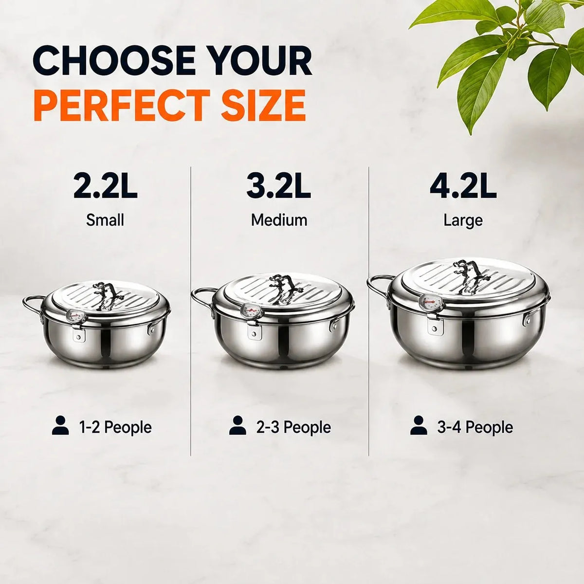 🍗 Free Shopping 🏆 304 Stainless Steel Stovetop Deep Fryer Pot – With Thermometer 🍟