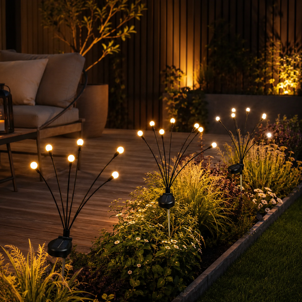 Outdoor Solar Firefly Lights 1 Pack 8 LED Waterproof Garden Stake Lights