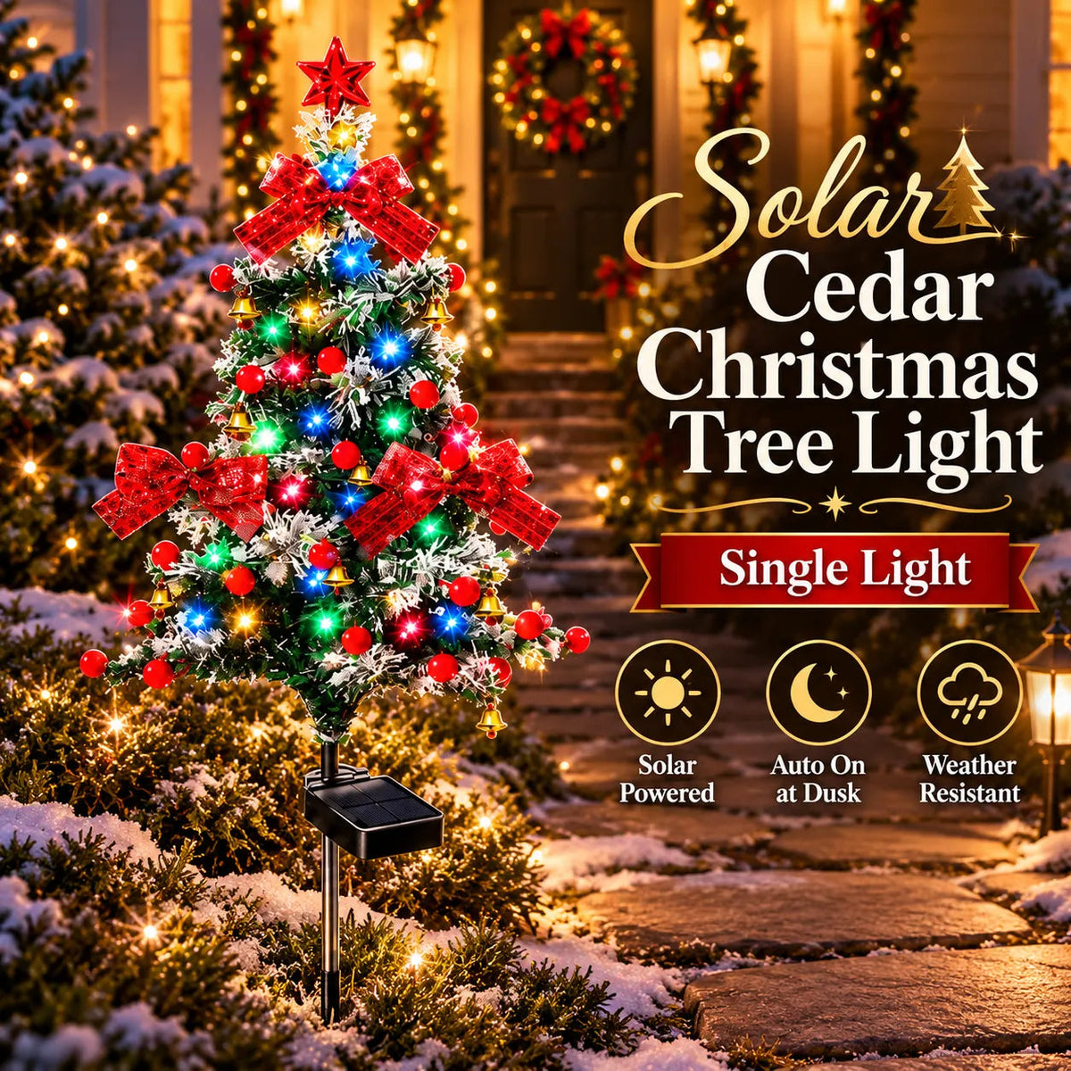 🔥 Solar Cedar Christmas Tree Lights🔥| Festive Outdoor Holiday Decor