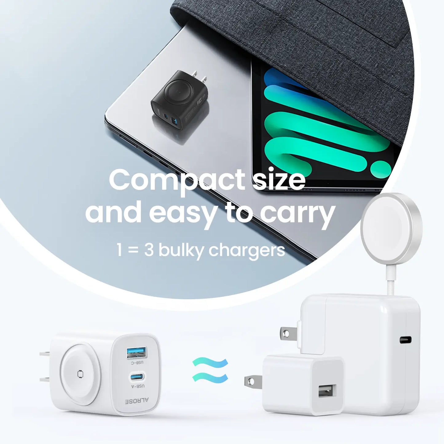 3-in-1 Magnetic Wireless Charger Plug with USB-C Fast Charging