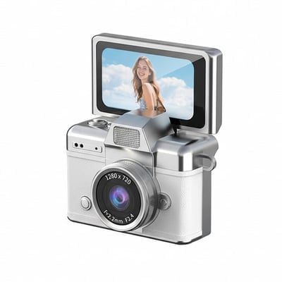 🎁 Mini Retro Digital Camera with Necklace & Clip – Pocket-Sized Christmas Gift