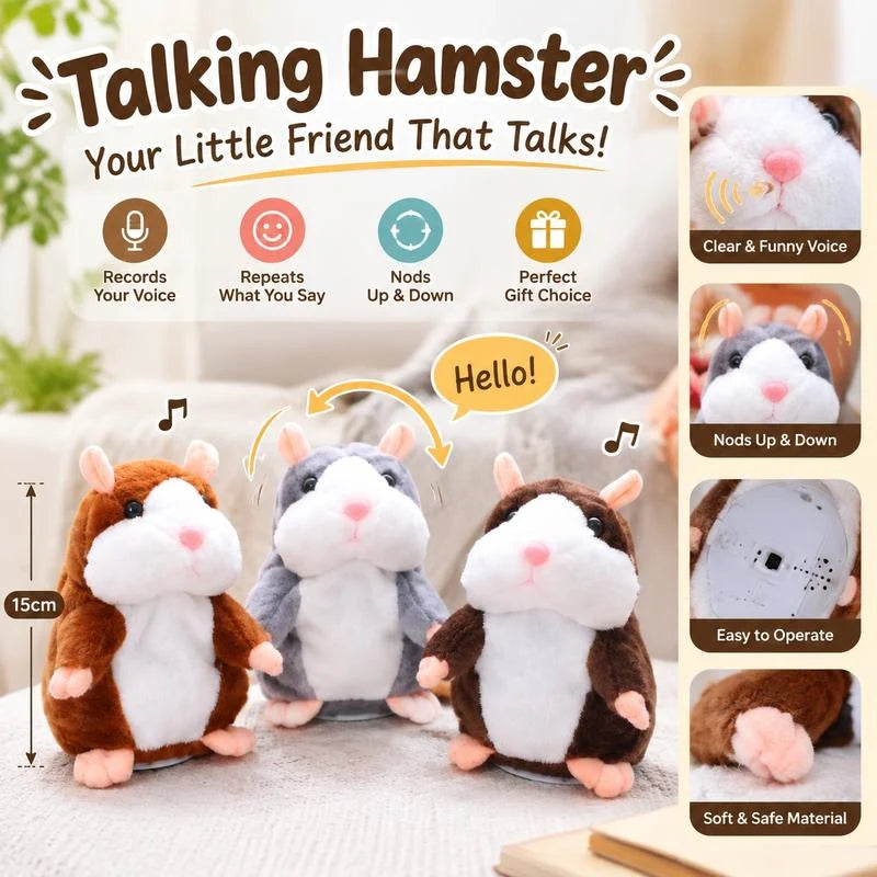 🐹 Talking Hamster Plush – repeats whatever you say, auto head-shaking, hilarious fun for kids & adults🎁