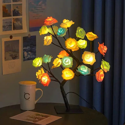 Rose-shaped night light, USB-powered, table lamp, bedroom lighting, holiday decorative lights, home decor, Valentine's Day gift, Mother's Day gift, home decor lighting