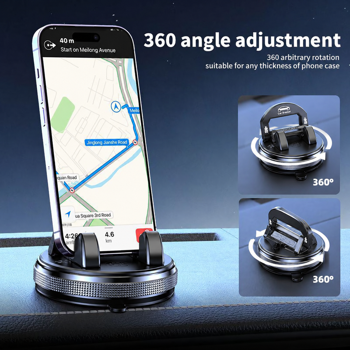 🚗 360° Car Phone Holder | Dashboard Suction Mount