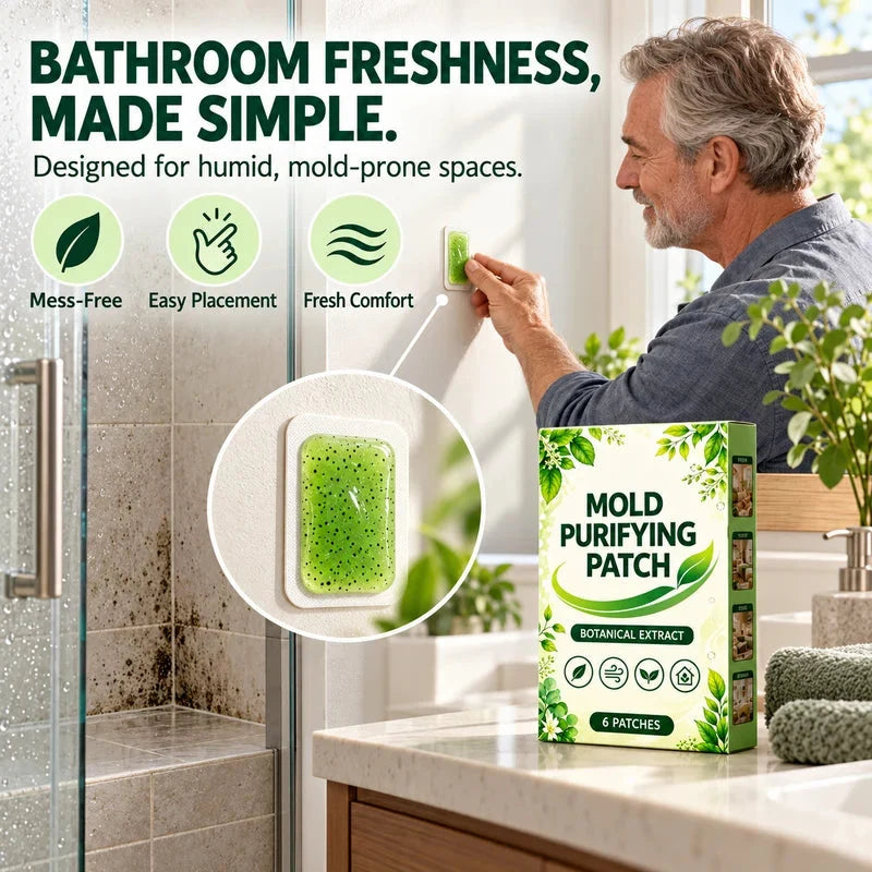🧪49% OFF NOW! 6Pcs Mold Purifying Patches – Botanical Mildew Removal Pads, Long Lasting Mold Inhibitor for Bathroom, Kitchen, Wall Corners & Damp Hidden Spots