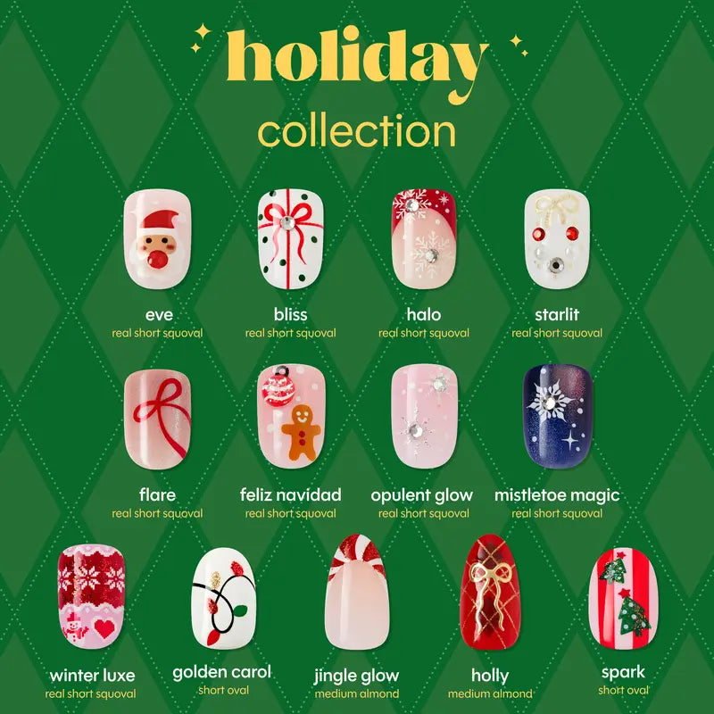 Holiday No Glue Press-On Nail Collection