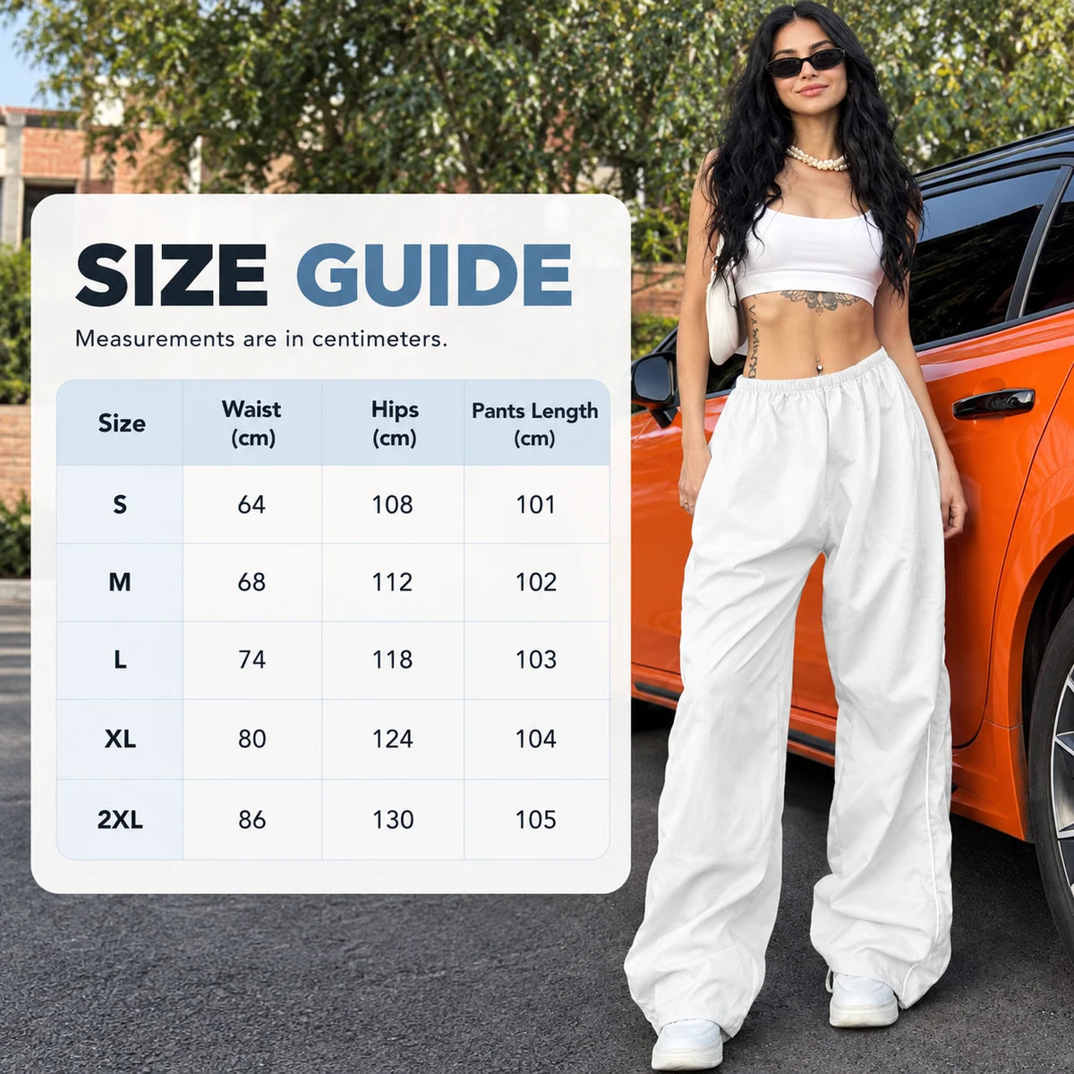 Women's Parachute Wide-Leg Pants, High-Waisted Baggy Track Trousers