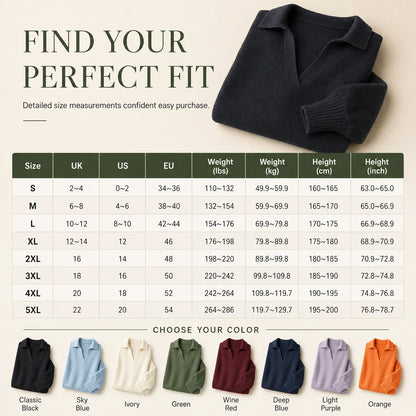Women's Loose Fit Collared Knit Sweater Casual Slouchy Solid Color Long Sleeve Knitwear