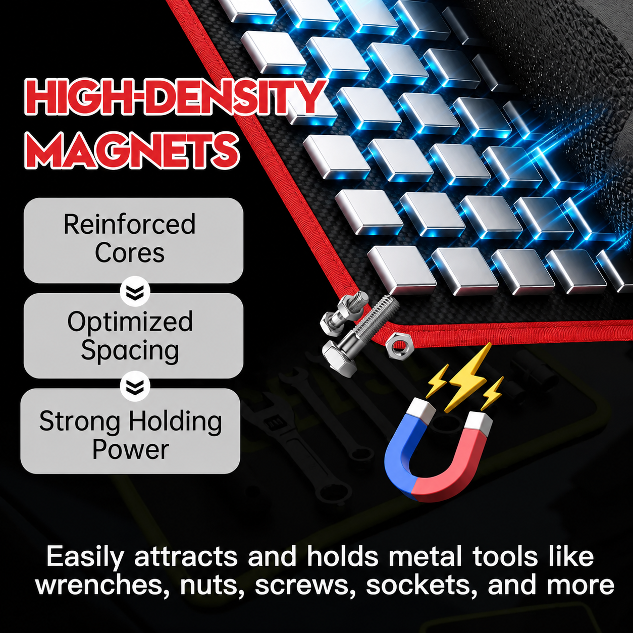 3PC Flexible Magnetic Tool Mat & Tray Holder