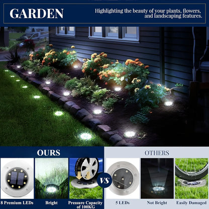 ECO-π Solar Lights Outdoor 12 Pack Waterproof Garden Pathway